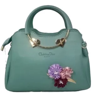Best Stylish Flower Design Green Handbag