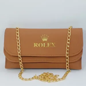 Luxurious Mustard Rolex Golden Chain Premium Wallet