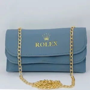 Luxurious Grey Rolex Golden Chain Premium Wallet